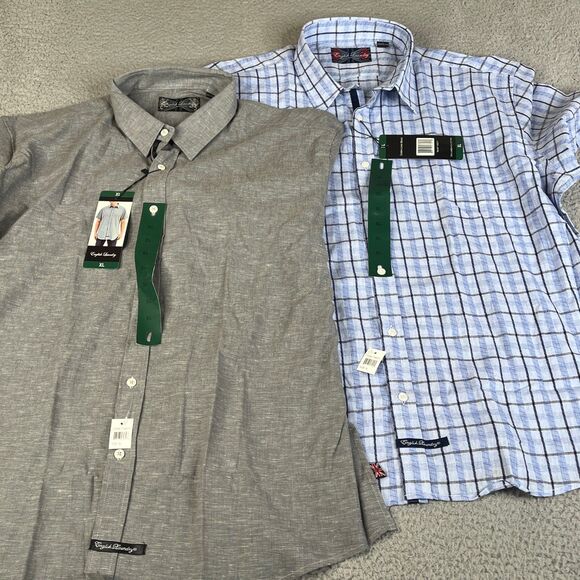 Lot of 2 English Laundry Shirt Mens XL Blue Gray Linen Cotton Blend Button - Picture 1 of 16